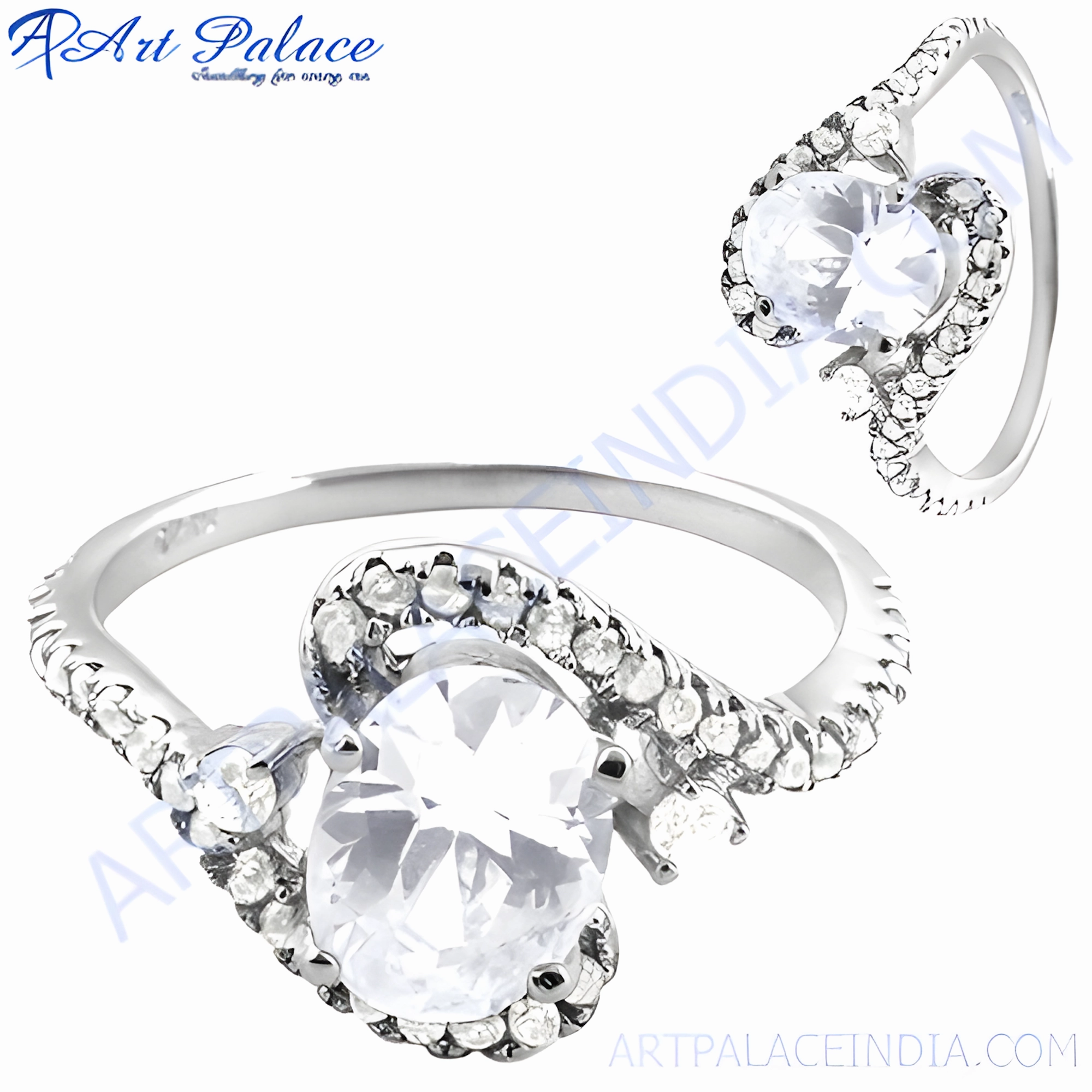 Prom Accessory Exquisite Jewelry Stunning Cubic Zirconia Gemstone Silver Ring - Celebrity Style Jewelry