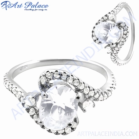 Prom Accessory Exquisite Jewelry Stunning Cubic Zirconia Gemstone Silver Ring - Celebrity Style Jewelry