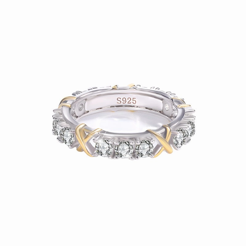 1.5 Carat Two Tone X Linked Ring Band | S925 | Moissanite Vintage Pop