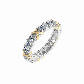 1.5 Carat Two Tone X Linked Ring Band | S925 | Moissanite Chic Feature Day Accent