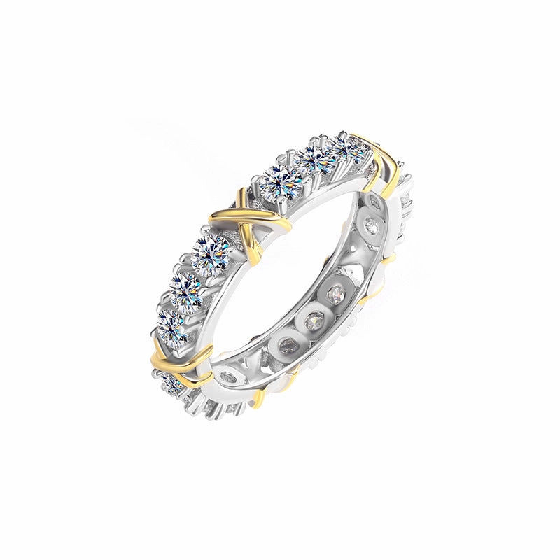 1.5 Carat Two Tone X Linked Ring Band | S925 | Moissanite Chic Feature Day Accent
