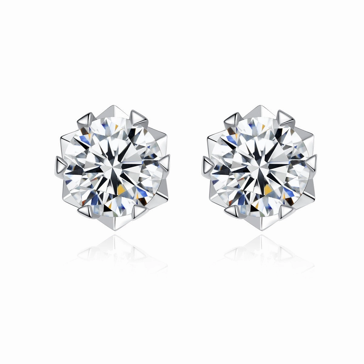 Polished Mood Heritage Style 1 Carat Round Snowflake Diamond Earrings | S925 | Moissanite