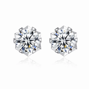 Polished Mood Heritage Style 1 Carat Round Snowflake Diamond Earrings | S925 | Moissanite