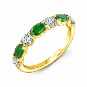 Occasion Present Precious Collection 1-Row Oval Shaped Emerald Fashion Ring
