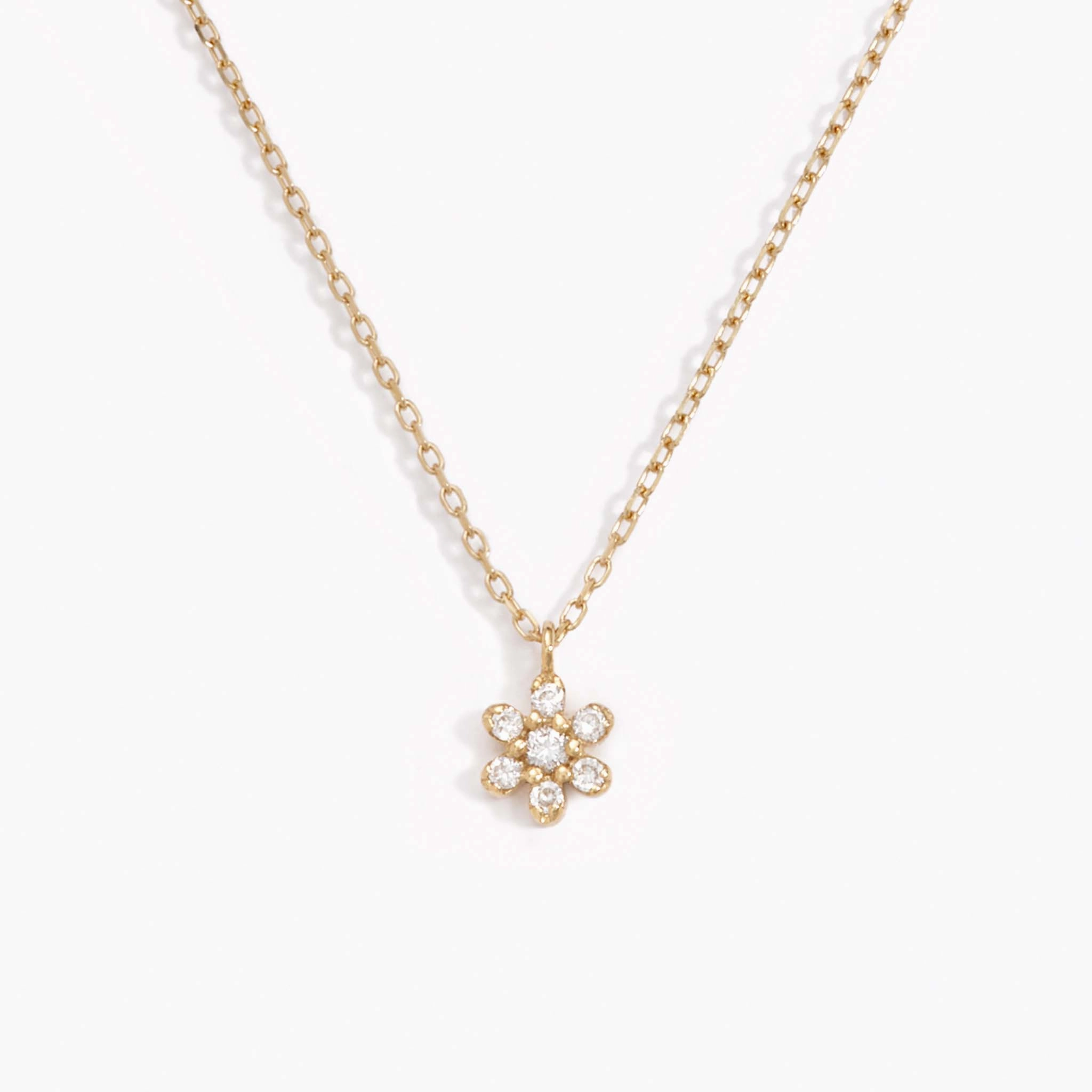 Exclusive Jewelry Lightweight Gift Diamond Flower Necklace 14k Gold - Haldis