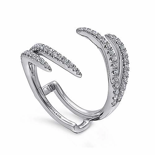 Timeless Look Pave Set Double Flared Diamond Wedding Band  14K White Gold