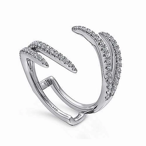 Elegant Look Modern Attire Pave Set Double Flared Diamond Wedding Band  14K White Gold