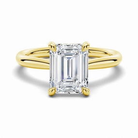 Daytime Look Emerald Cut Moissanite Engagement Ring With Hidden Halo
