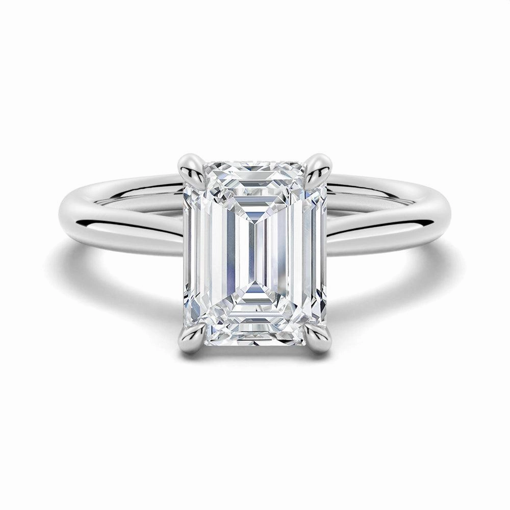 Emerald Cut Moissanite Engagement Ring With Hidden Halo Minimalist Charm Weekend Vibe