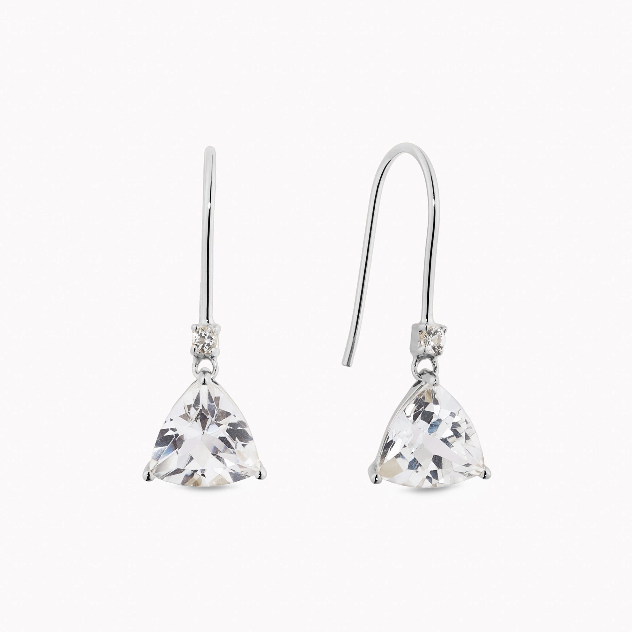 Trillion Cut Earrings White Topaz Silver - Tuva Delicate Accessory