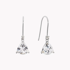 Trillion Cut Earrings White Topaz Silver - Tuva Delicate Accessory