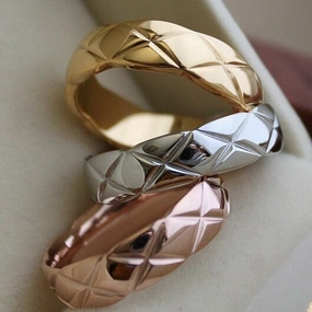 Classic Quilted Ring 18K Plain 3mm/6mm/10mm Delicate Work Bold Design