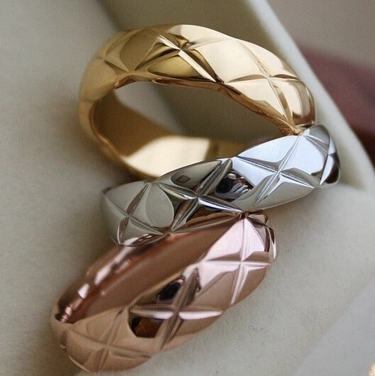 Classic Quilted Ring 18K Plain 3mm/6mm/10mm Delicate Work Bold Design