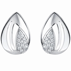 Elegant Appearance Magnificent Ornament Sterling Silver Sterling Silver Embellished Open Teardrop Earrings