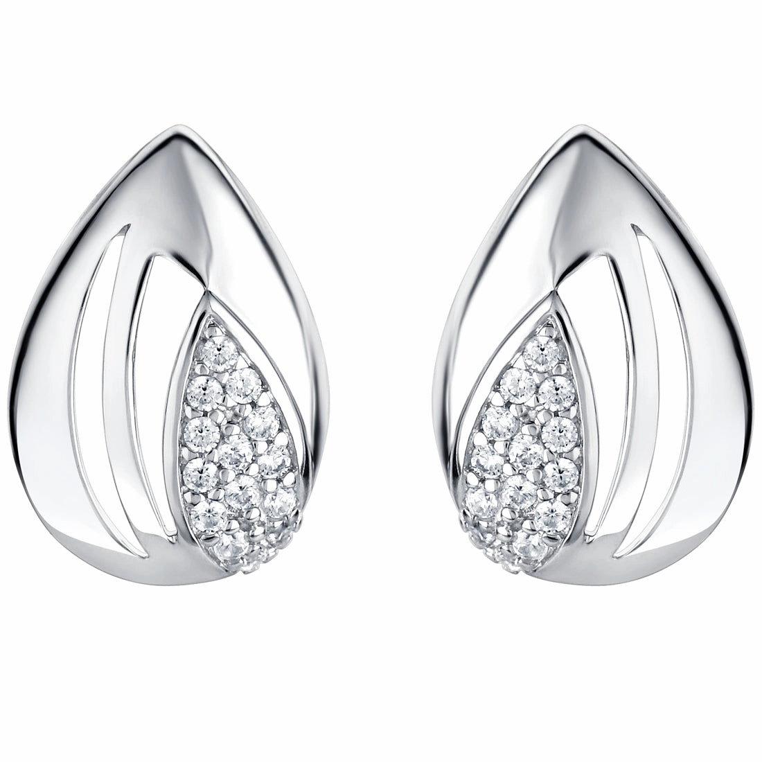 Elegant Appearance Magnificent Ornament Sterling Silver Sterling Silver Embellished Open Teardrop Earrings