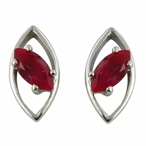 Beach Decoration Lightweight Option Stunning Red Cubic Zirconia Gemstone Silver Earrings - Perfect Gift