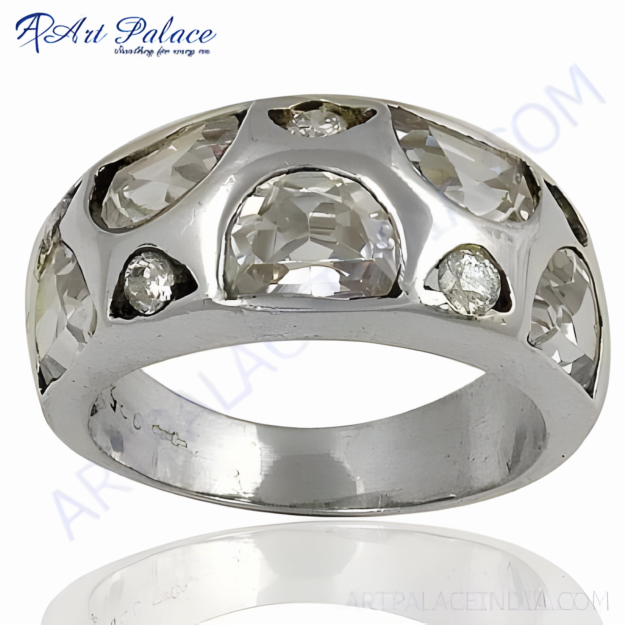 Exclusive 925 Silver Ring with Cubic Zirconia Gemstone - Stylish White CZ Rings Adjustable size Personal expression