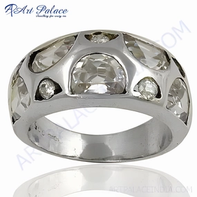 Exclusive 925 Silver Ring with Cubic Zirconia Gemstone - Stylish White CZ Rings Adjustable size Personal expression