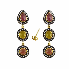 Elegant Luxury CZ Tourmaline Silver Earrings - Shop Now Abstract Trinket