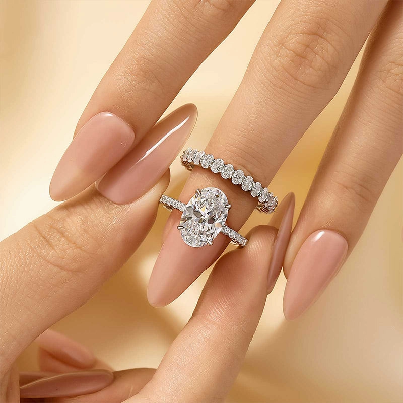 Louily Elegant Yellow Gold Oval Cut Wedding Ring Set In Sterling Silver Custom Jewelry Design