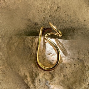 Bohemian Trinket Phoenix 2pcs Double Gold Ear Cuff 18K Vermeil Abstract Geometric Artisan | Ear Cuff Chunky Gold Ear Cuff, Contemporary Abstract Ear Cuff Duo Wrap