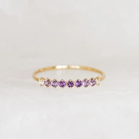 February Birthstone Ring 14k Gold - Ombre Amethyst Distinct Piece All Occasion