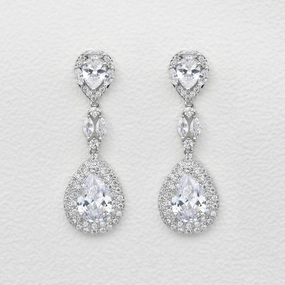 Felicegals Stimulated Diamond Halo Drop Earrings Glittery Trinket
