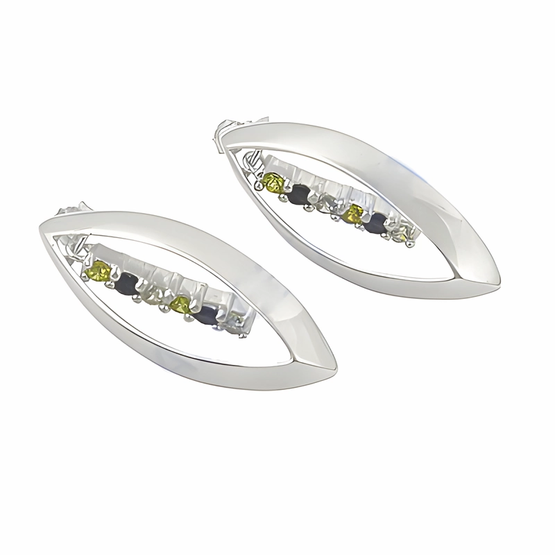 Daily Decoration Wedding Adornment Latest Luxury Multi-Color CZ Gemstone Silver Earrings