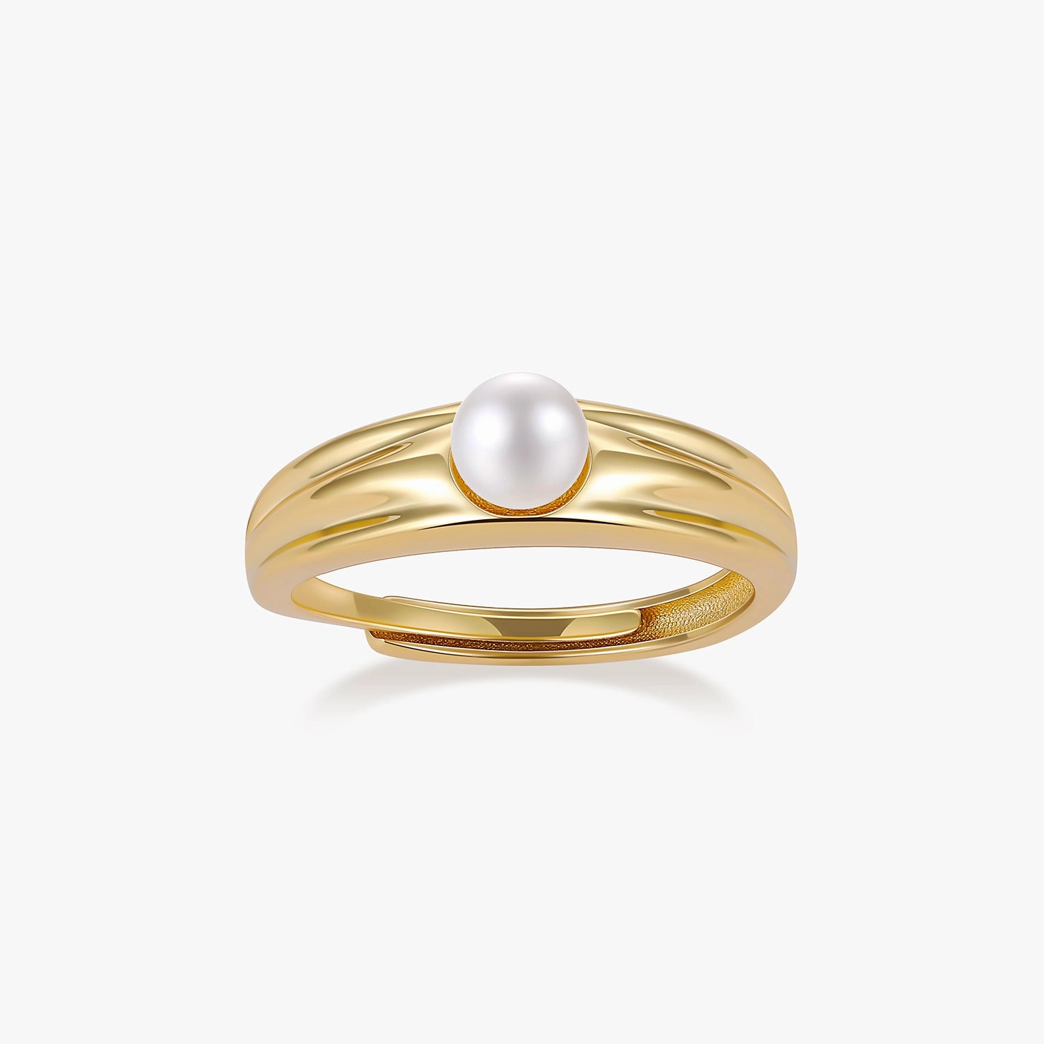 Sterling Silver Wide Band Pearl Ring Charming Design