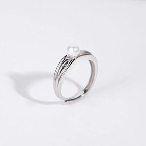 Gift Season Sterling Silver Wide Band Pearl Ring