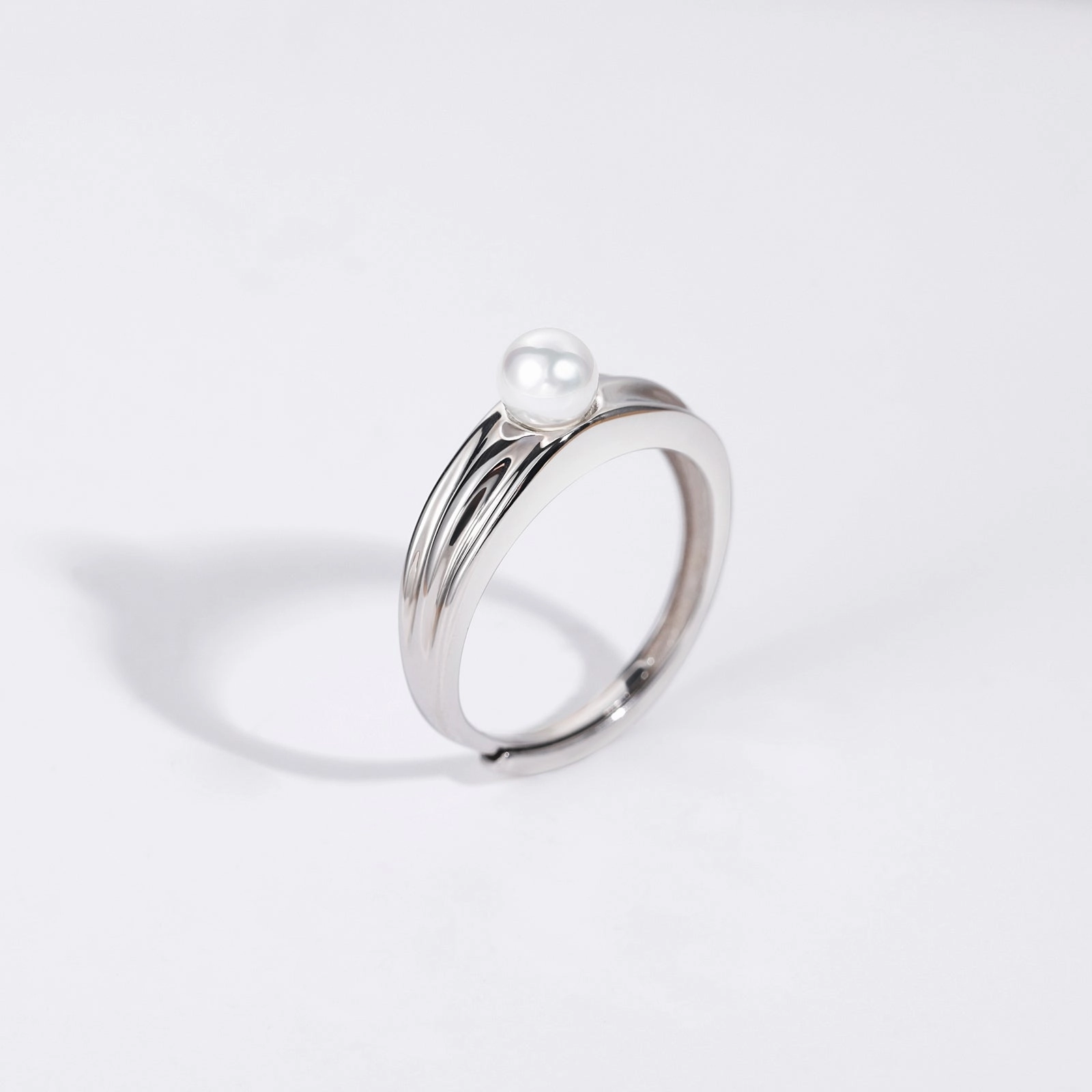 Gift Season Sterling Silver Wide Band Pearl Ring
