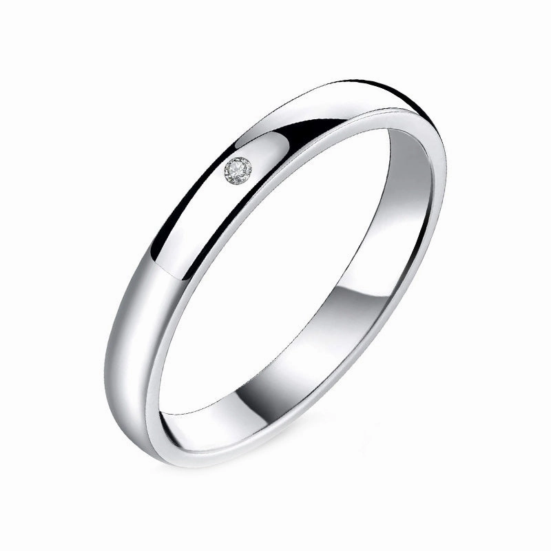 Glimmer Accent 3mm Sterling Silver High Polished Plain Dome Ruby Wedding Ring Band