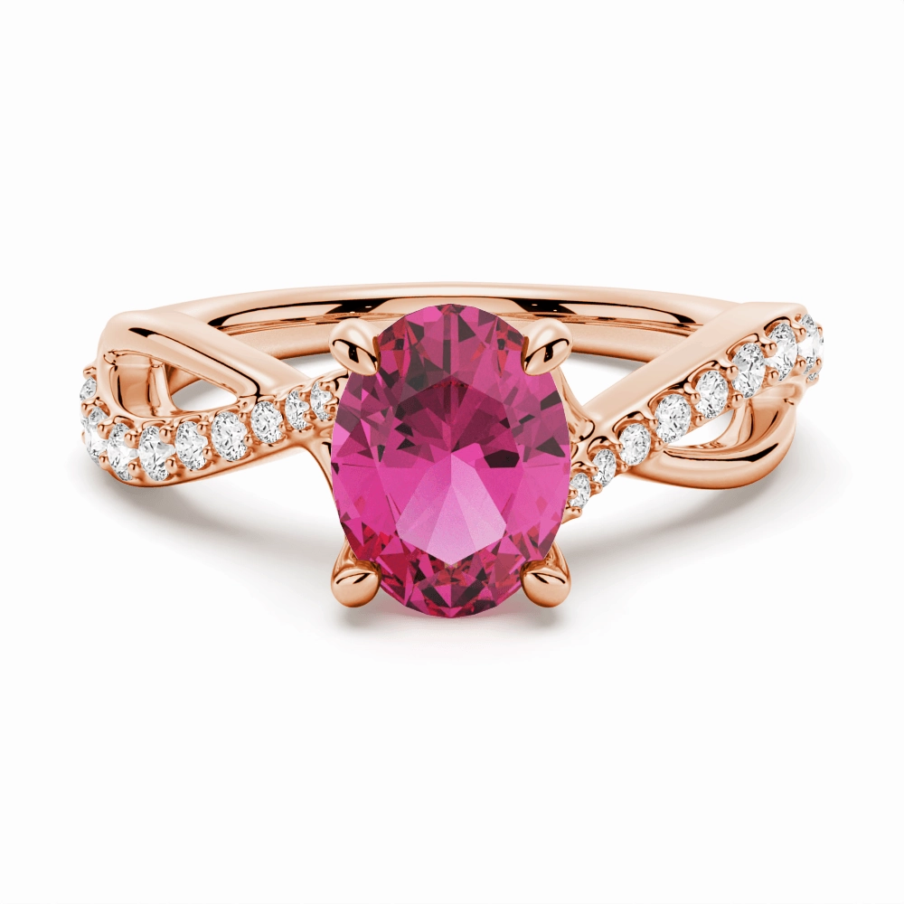 "You Are Stronger Than You Think" Oval Pink Sapphire Ring With Infinite Band Travel Ready