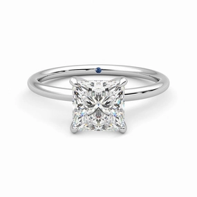 Solitaire Princess Cut Moissanite Engagement Ring with Hidden Anniversary Stone Custom Gifts Day To Day