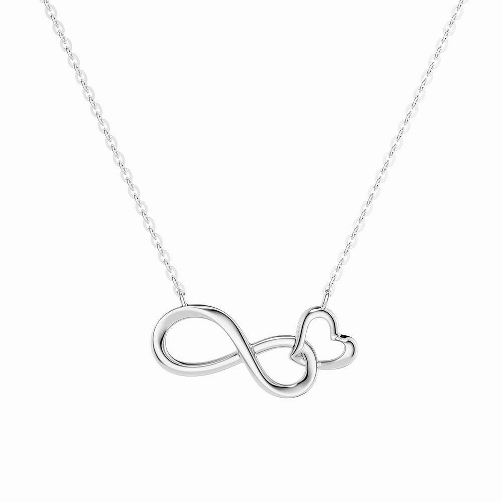 Two Tone "Infinite Love" Heart Link Infinity Necklace Glossy Accent