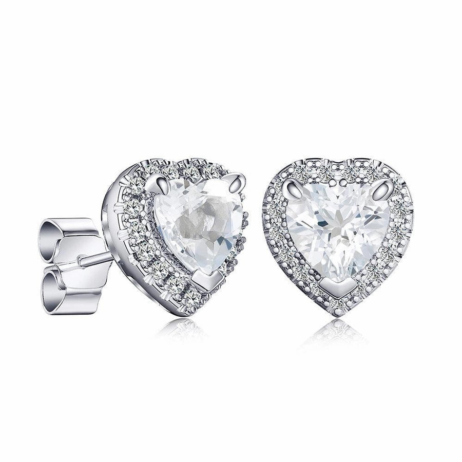1 CT. Heart Shaped Birthstone Stud Earrings with Halo Fresh Accent