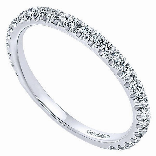 Glam Focus Bright Touch Round Diamond Pave Stackable Birthstone Ring 14K White Gold