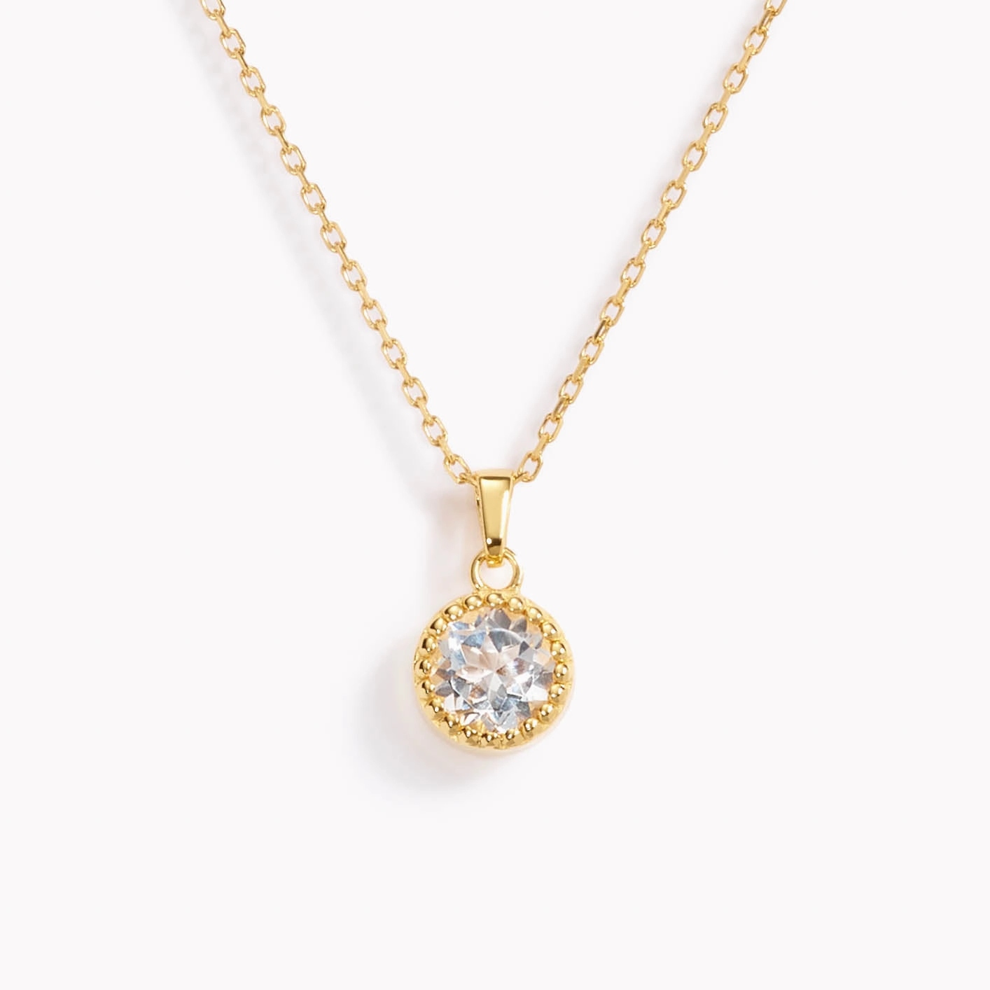 April Birthstone Necklace - White Topaz Worldwide Adornment