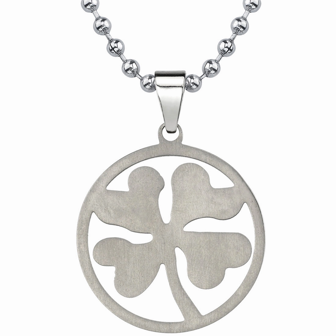 Titanium Four Leaf Clover Shamrock Pendant Necklace Modern Woman Pure Touch