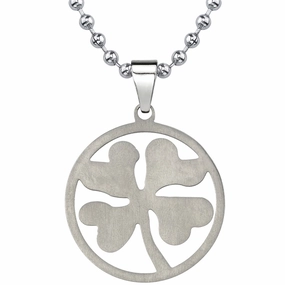 Titanium Four Leaf Clover Shamrock Pendant Necklace Modern Woman Pure Touch