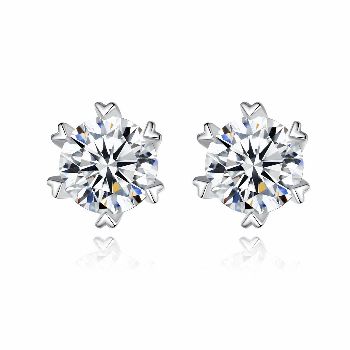 1 Carat Earrings 6mm Round Moissanite Earrings S925 Trendy Essential Comfortable Aesthetic