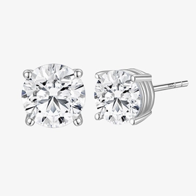 Sterling Silver Round Cut Post Earrings Casual Design