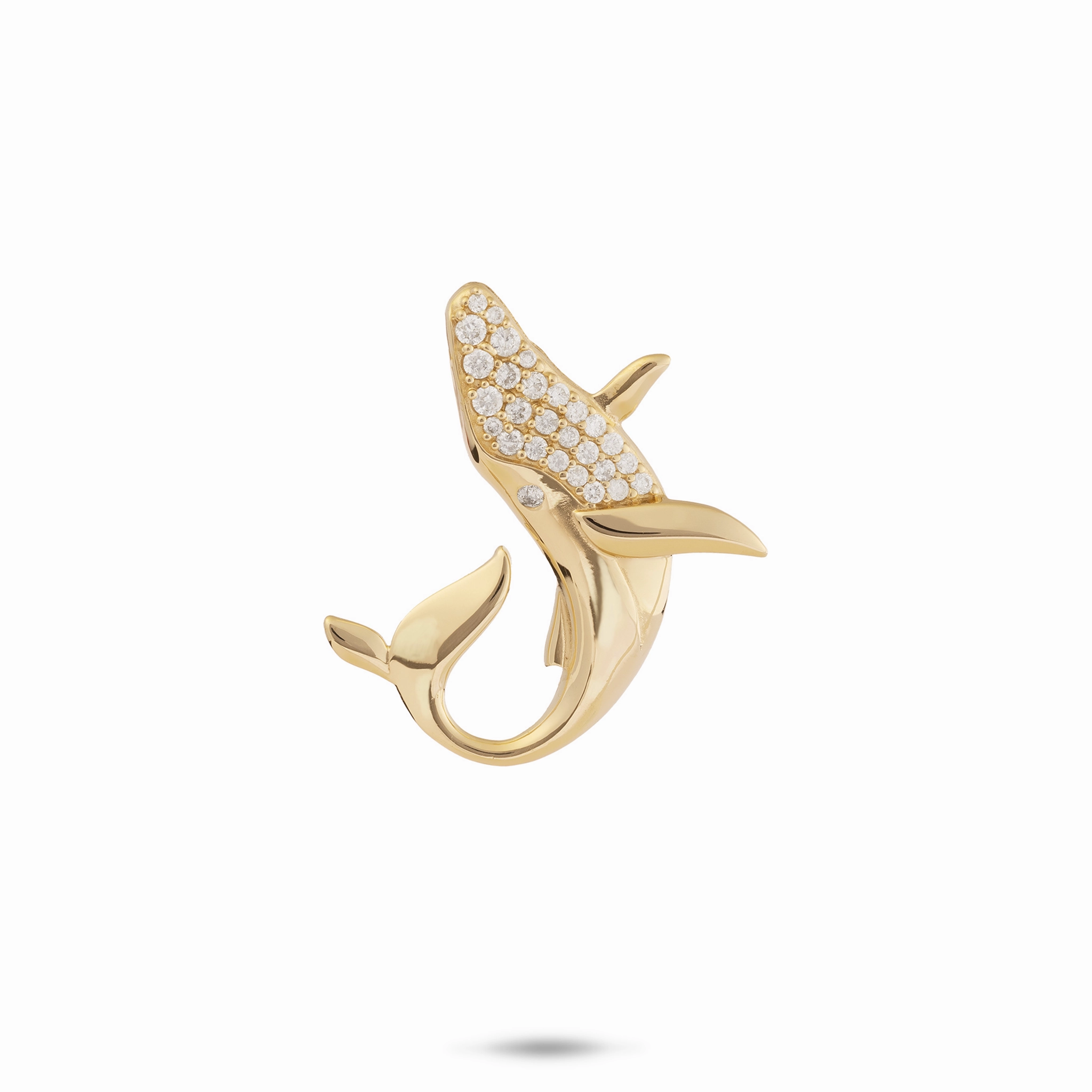 Ocean Dance Whale Pendant in Gold with Diamonds - 22mm Soft Vibe Subtle Twist
