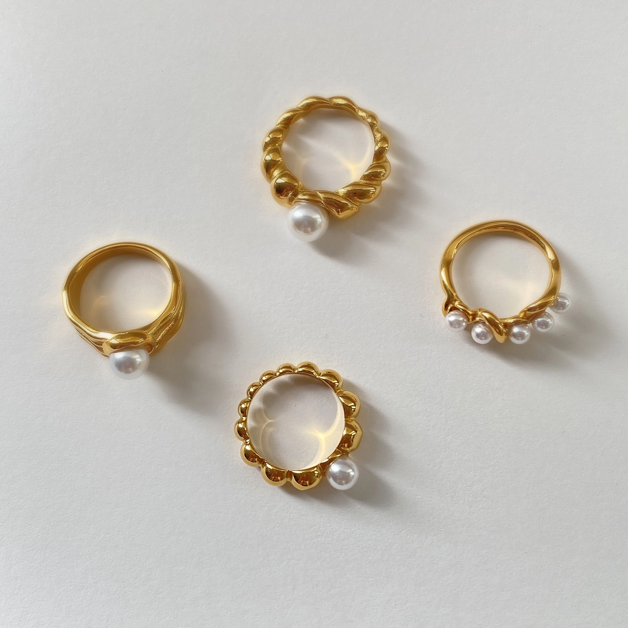 Assorted Pearl Twisted Rings Beaded Rings Artisan Gift Glam Present