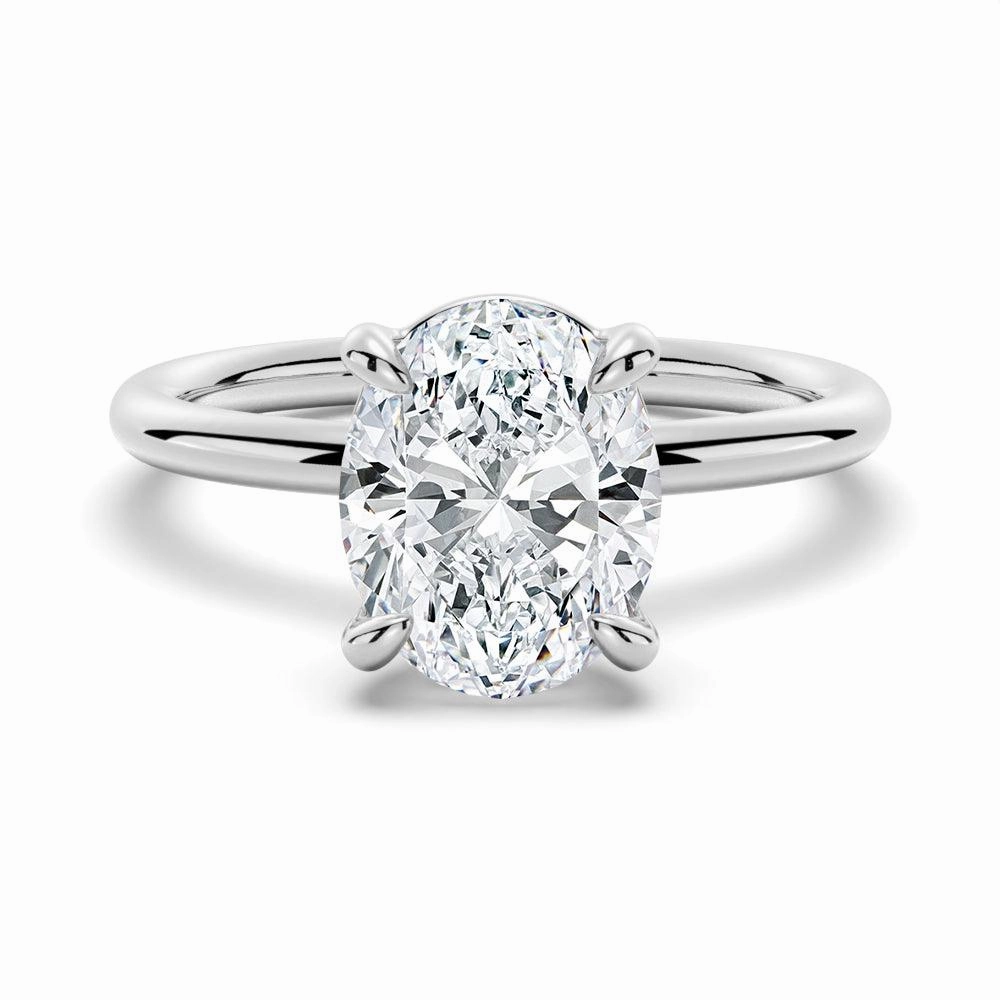 Four Prongs Oval Solitaire Moissanite Engagement Ring Subtle Grace