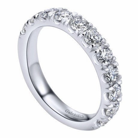 French Pave Diamond Band 1.50 Cttw 14K White Gold Glimmer Accent