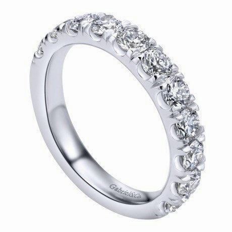 Romantic Design French Pave Diamond Band 1.50 Cttw 14K White Gold