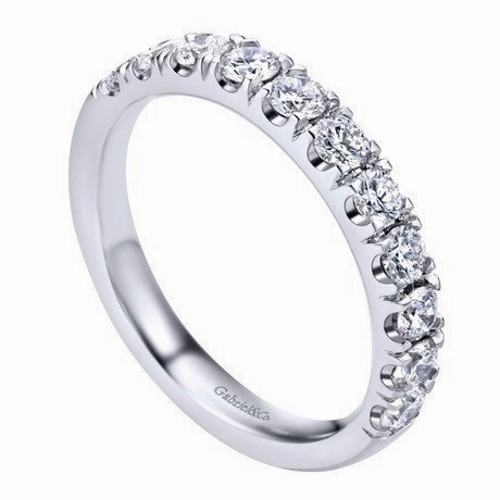 French Pave Diamond Band .75 Cttw 14K White Gold Exclusive Shine Minimal Piece
