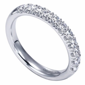 French Pave Diamond Band  .50 Cttw 14K White Gold Delicate Finish
