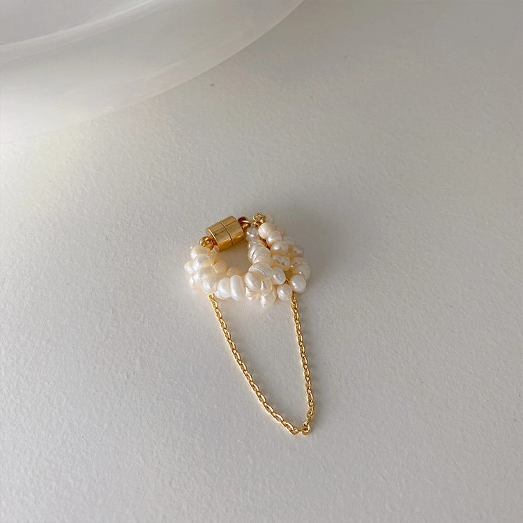 Glossy Item French Pearl Strands Magnetic Ear Cuff